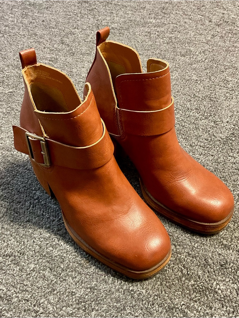 Kork-Ease Women's Cognac Brown Leather Heeled Ankle Boots - Picture 3 of 11